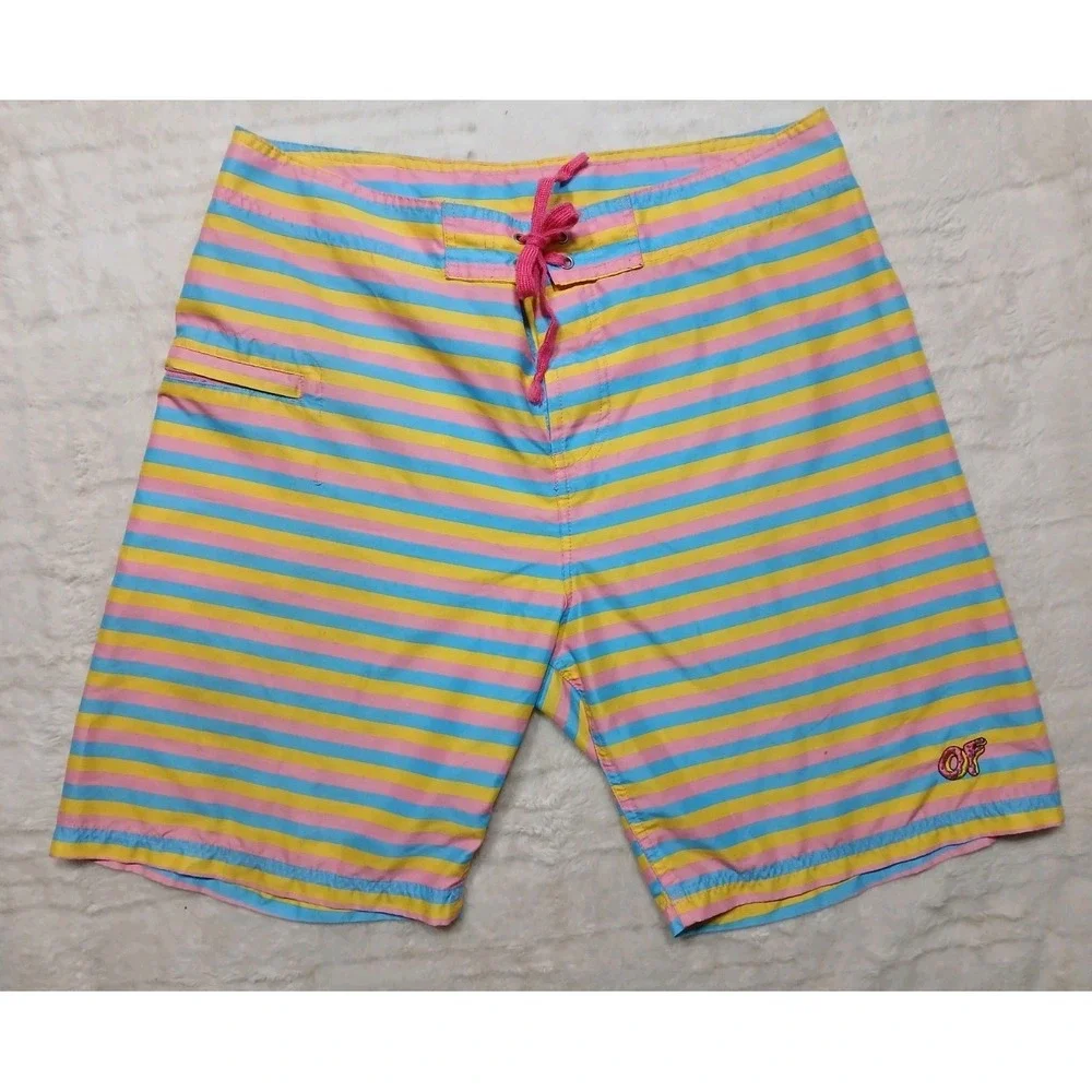 OFWGKTA  Odd Future Board Shorts Swim Trunks Mens‎ Striped Donut Skate L